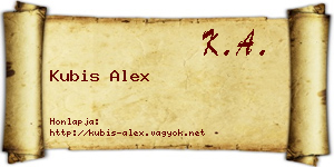 Kubis Alex névjegykártya